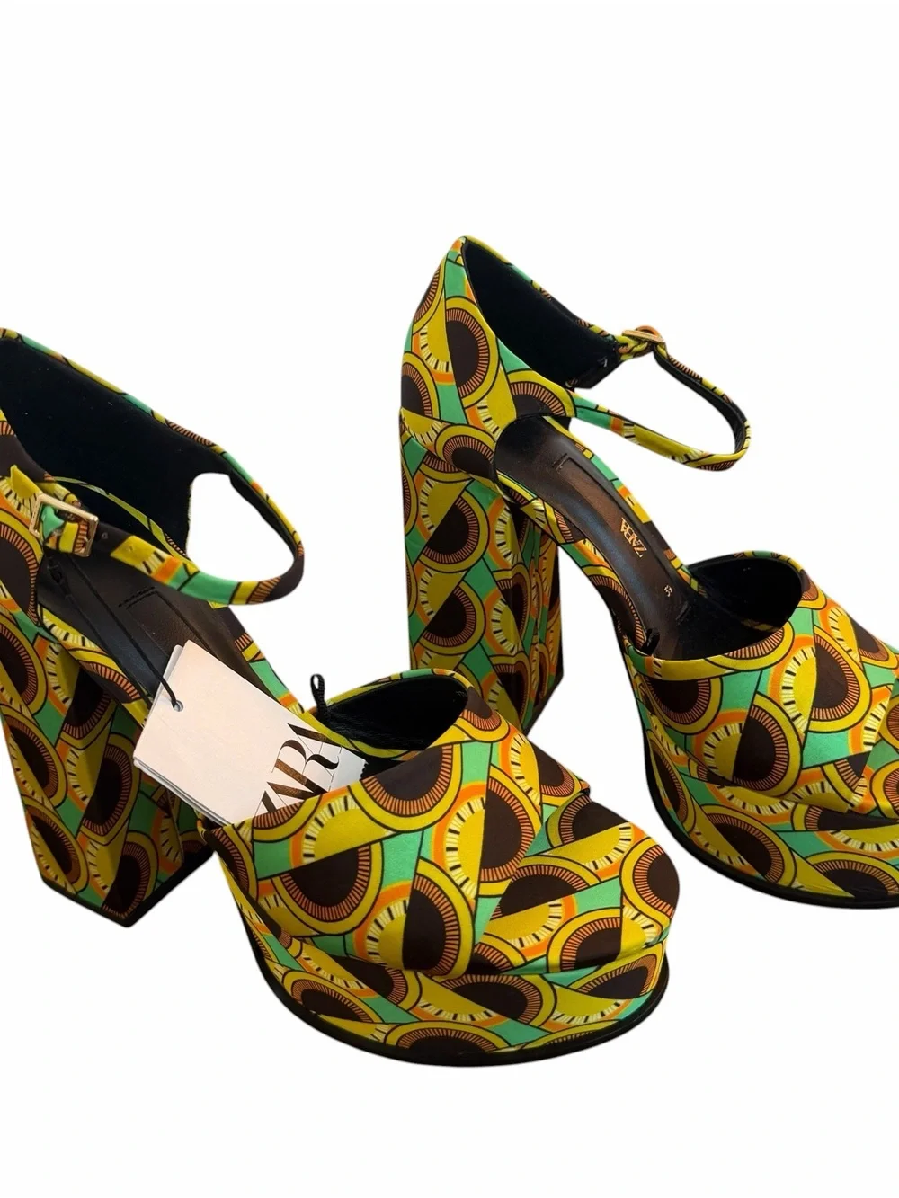 ZARA 70’s Retro Hippie Afrocentric Inspired Dopamine Chunky Platform Sandals Sz8